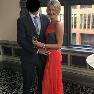 BCBG Maxazria Brielle Gown Red Sleveless Cutout Pleats Dress Retail $438! Size 2